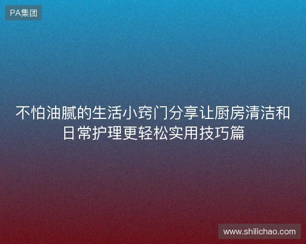 不怕油腻的生活小窍门分享让厨房清洁和日常护理更轻松实用技巧篇 不怕油腻的生活小窍门分享让厨房清洁和日常护理更轻松实用技巧篇
