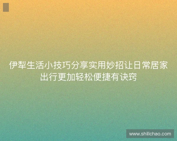 伊犁生活小技巧分享实用妙招让日常居家出行更加轻松便捷有诀窍 伊犁生活小技巧分享实用妙招让日常居家出行更加轻松便捷有诀窍